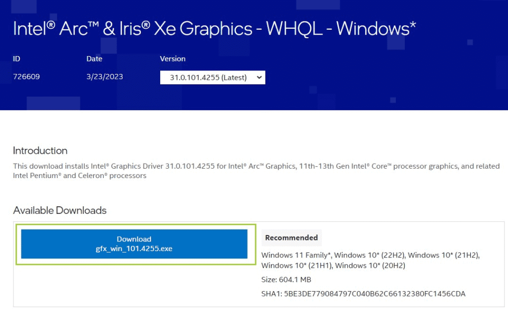 Intel HD Graphics Full Indir